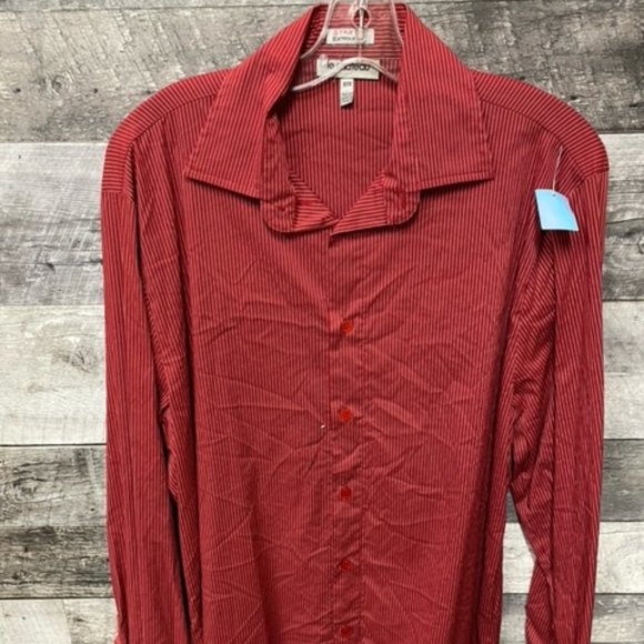 Mens Red Stripped Stretch Extensible LE CHATEAU M Long Sleeve Shirt MI Canada61 - Picture 1 of 5